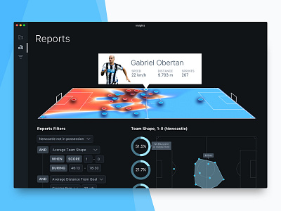 Soccer Analytics analytics application electron filters football product design reports soccer tracking ui ux