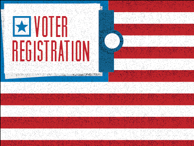 Voter Registration american flag church clipboard flap poster vote voter registration
