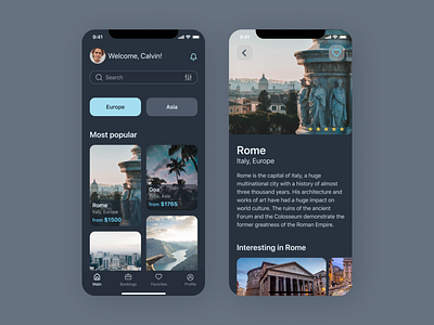 Travel app design