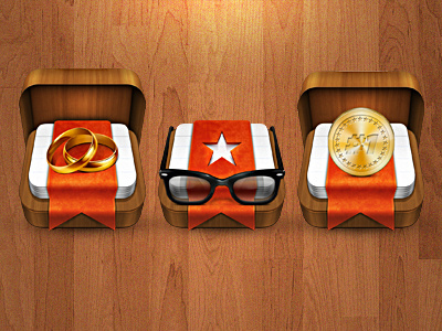 Campaign glasses icon medal nerd ribbon rings wood wunderlist