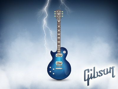 Gibson blue clouds gibson guitar icon lightning music