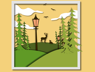 Paper craft illustration design figma illustration landscape paper craft