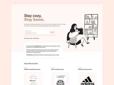 Daily UI #003 - Landing Page cozy landing landing page stayhome streamline illustrations