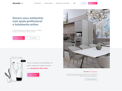 DecoradorNet - Home Screen clean decoration furniture illustration platform ui web web design