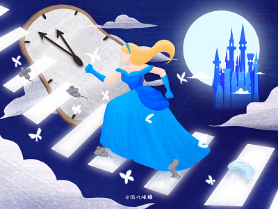Cinderella is running illustration