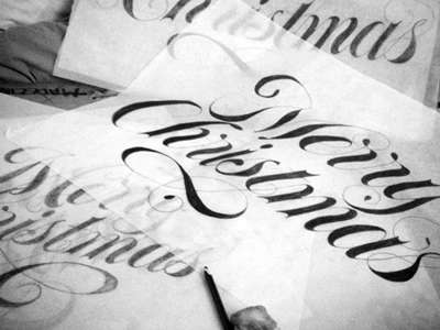 Merry Christmas hand lettering script