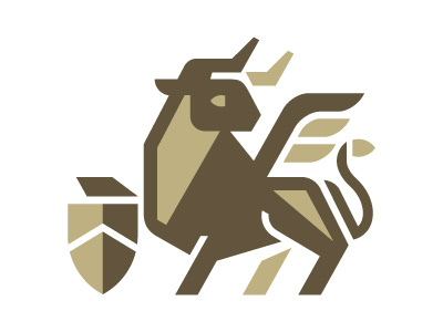 Bull Logo bull cow crest horns shield strong wings