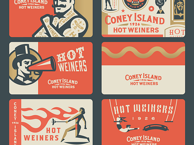 Coney Island Gift Cards animal card circus fire gift hotdog man strong women