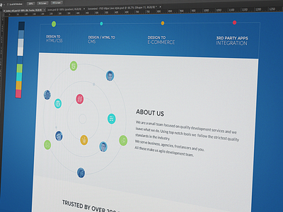 Psd To HTML Guru About us section about us blue circle clean flat illustration fluid round team wordpress