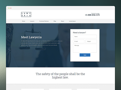 Lawyeria Theme - Attorney WordPress Theme attorney business justice law lawyer lawyeria safety theme themeisle wordpress theme