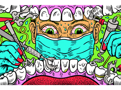 More Reasons To Hate The Dentist cartoon colorful digital art drawing editorial art illustration podcast quirky surreal