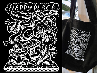 Happy Place branding cartoon design digital art drawing illustration lettering logo quirky surreal wellness
