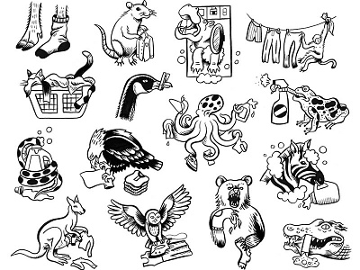 Critter Print for Bazillion Bags animals cartoon clothing drawing fashion funny illustration ink linework nature print textile