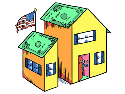 Tax Tip #4 cartoon colorful drawing editorial houses illustration nytimes surreal taxes