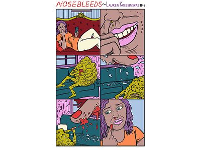 Nosebleeds blood cartoon colorful comic drawing gross humor illustration personal work sequential surreal weird