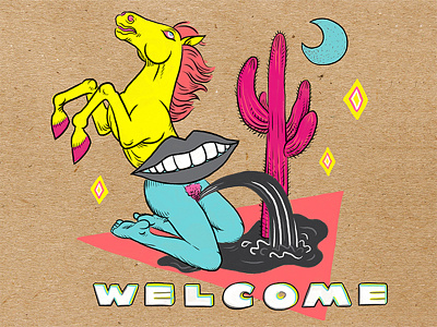 I Think You're Really Gonna Like It Here! art cartoon colorful digital drawing illustration lettering painting personal work surreal typography weird