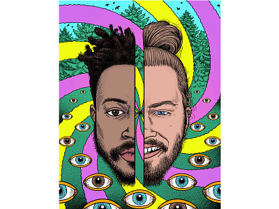 Alwyn & Jolliff cartoon colorful digital art illustration music people portrait psychedelic quirky trippy weird