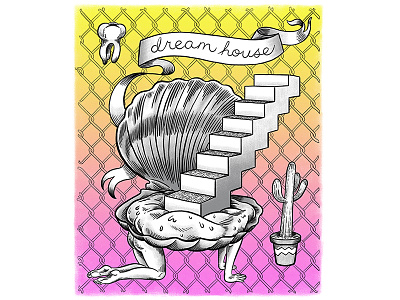 Dream House cartoon colorful digital painting drawing hand lettering illustration pop surrealism quirky tropical