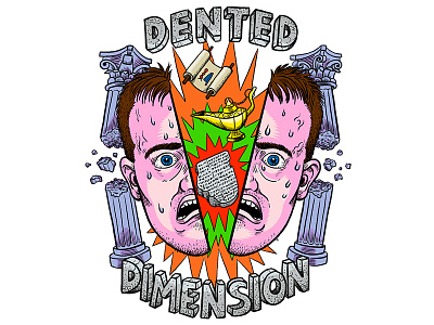 Dented Dimension branding cartoon colorful detailed digital art drawing history illustration podcast portrait quirky