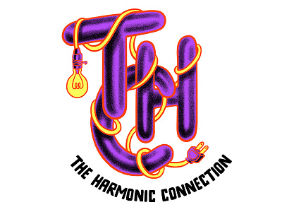 Harmonic Connection branding cartoon drawing hand lettering logo typography