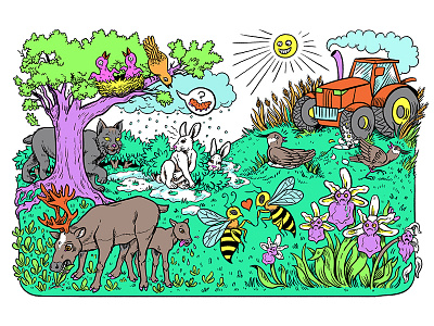 Mismatch animals cartoon climate change colorful digital art editorial illustration nature ny times quirky surreal