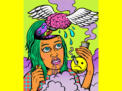 Memory Weed cannabis cartoon colorful digital art drawing editorial illustration quirky surreal the stranger weed