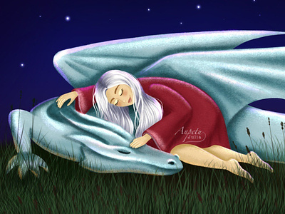 the girl and the dragon bookillustration character characterdesign design graphic design illustration