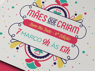 Mães Que Criam colorful event invite save the date