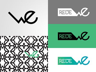 We Logotype blue branding company green logo monogram real estate we