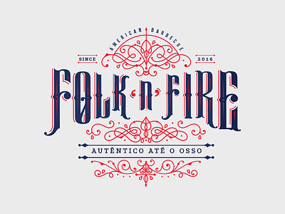 Folk 'n' Fire 20s barbecue bbq fire folk logo logotype retro vintage