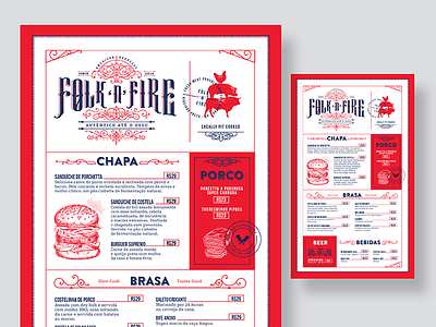 Folk 'n' Fire Menu Design barbecue bbq beef brasil food menu truck