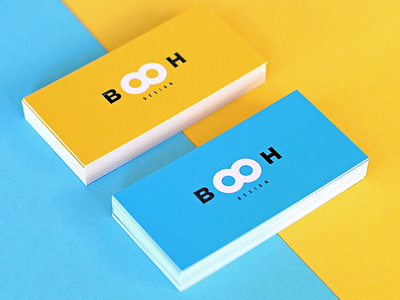 Booh Business Cards blue business cards eight logo print yellow