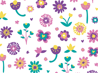 Flower Pattern Illustration blue fabric flower illustration pattern pink yellow