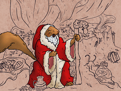 Santa for the Critters background art character design illustration prop design storytelling