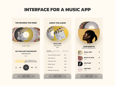 Music app interface design figma graphic design mob app design mobile music music app music player player ui uiux vynil