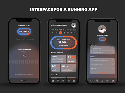 RUNNING APP INTERFACE figma fitness fitness app graphic design mobile mobile app running tracking ui uiux ukraine