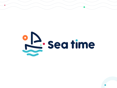 Sea time boat design logo ship