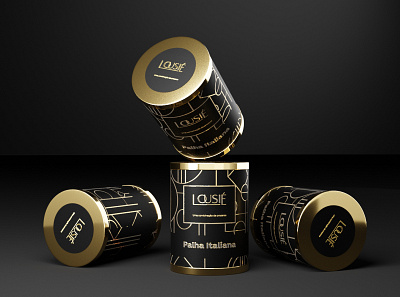Package Tube Lousié black blender blender3d branding design food gold metal package packaging pattern studio