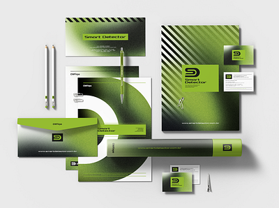 Branding Smart Detector branding card design detector graphic green identity logo mockup papelaria paper smart stationery