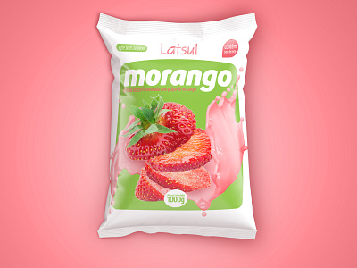 Bebida Lactea - Morango design food graphic milk milkshare mockup package plastic strawberry yougurt