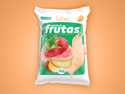Bebida Lactea - Salada de Frutas design food graphic illustration milk milkshake mockup package packaging plastic splash yogurt