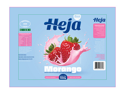 Bebida Lactea Heja Sabor Morango 1000g design food graphic milkshake packaging plastic snack strawberry yogurt
