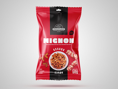 Bacon Biscuit Package Mignon bacon design graphic mockup package packaging plastic red