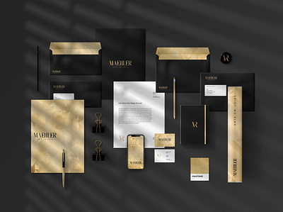 Maehler - Branding Stationery branding design gold graphic jewelry shadow stationery