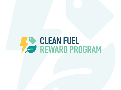 Clean Fuel Reward Program bolt branding coupon electric vehicle energy fuel gas icon identity leaf lightning logo logotype mark plant reward symbol tag