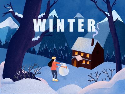 Winter cold illustration mountain snow winter