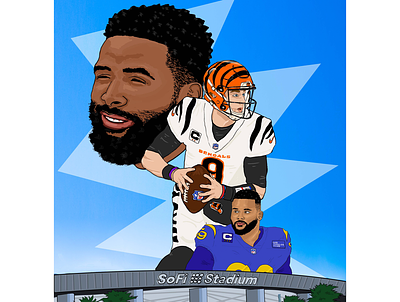 Super Bowl Poster aaron donald adobe branding design event football football poster graphic design illustration illustrator joe burrow odell photoshop poster sofi stadium super bowl