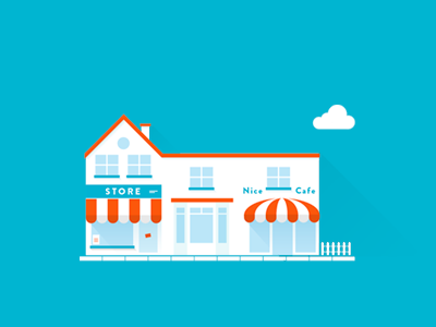 Local shops colour illustration