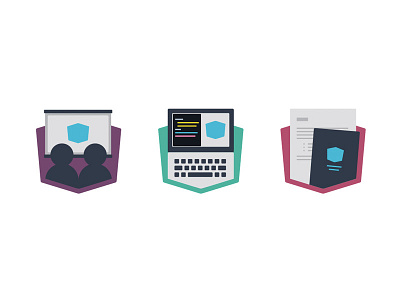 Client illos colour hexagon icons illustrations