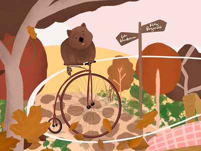 Autumn in Ballarat - Penny Farthing character design childrens book design illustration